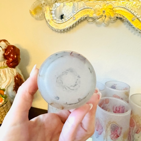 Rueven Vintage Nouveau Art Glass Company Pitcher & 6 glasses Italy Hand Painted - Picture 8 of 8